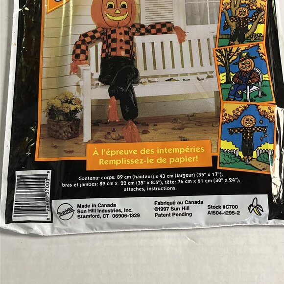 Vintage Sunhill Stuffed Pumpkin Man 1997 Weatherproof Plastic Sealed Halloween‎ - Picture 5 of 6